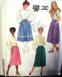7435 Simplicity  FIT FLARE SKIRTS 2 LENGTHS,TUCKS/ PLEAT/ CONTRAST PATTERN 14 OR 18 UNCUT CHOICE